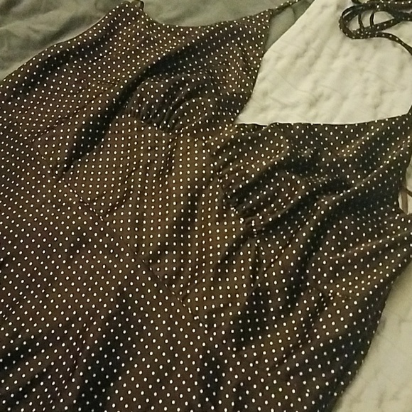 Brown and White Polkadot Halter Dress - Picture 4 of 6